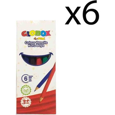 Globox Kuru Boya Kalemi 6 Renk Kısa  